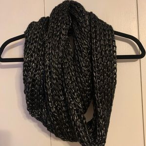 Metalic Black Knit Infinity Scarf